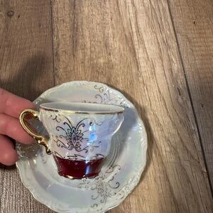 Elegant Gold and Red Teacup Fine China sterling Japan : 6 PIECES